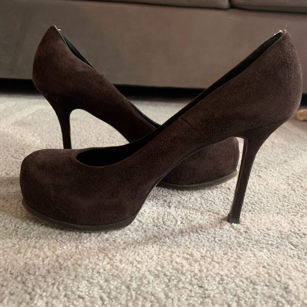 YSL Brown Suede Pumps